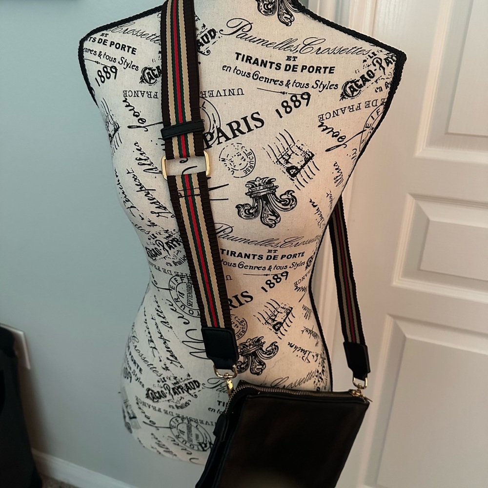 Black Crossbody Bag with Iconic Monogram Design